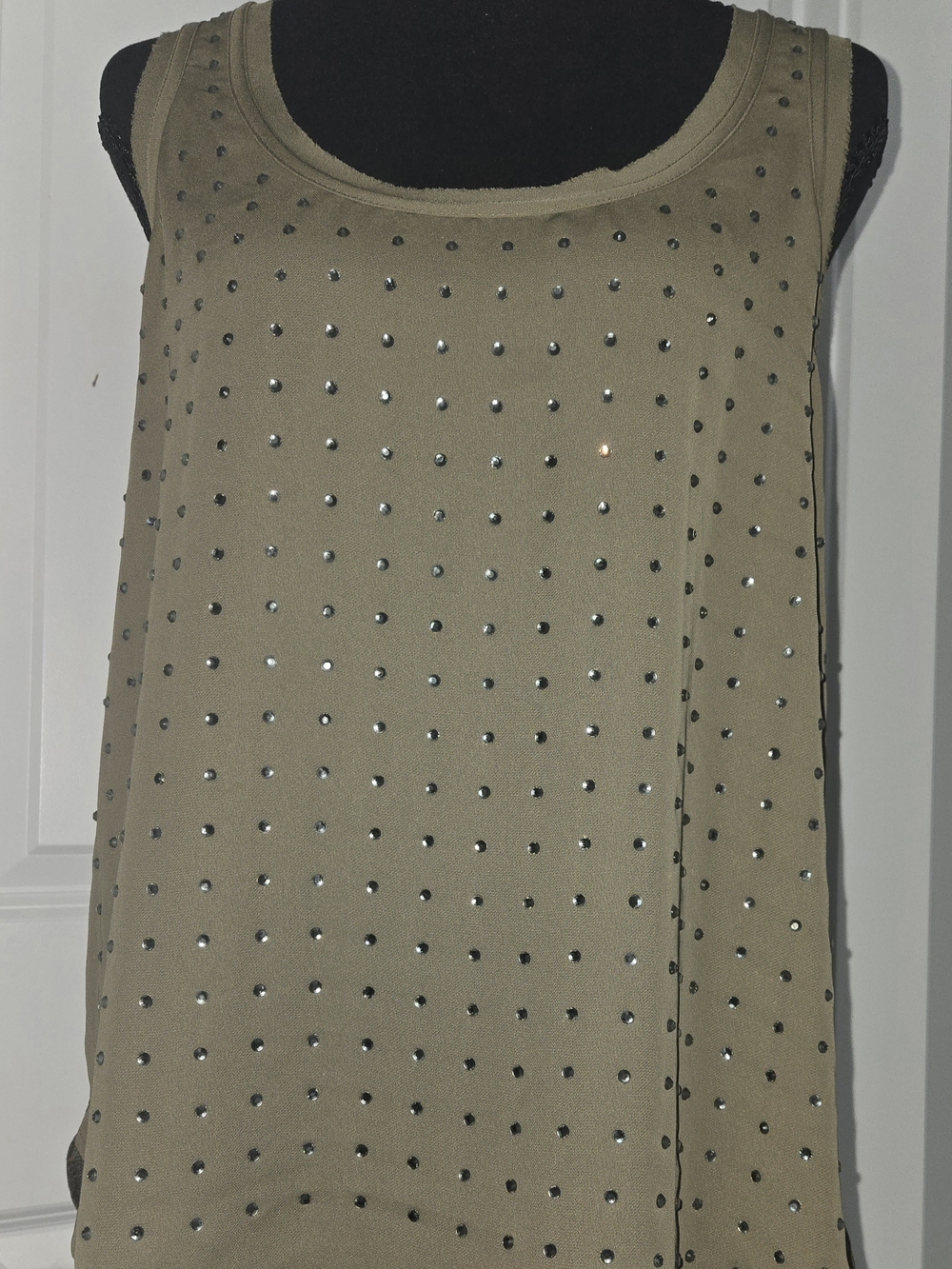 Jennifer Lopez Olive Tank Top with Stud Accents